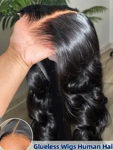 MYLOCKME Brazilian Glueless 5x5 6x4 Body Wave Lace Wig Pre Plucked Ready To Wear Human Hair  Wigs Pre Cut HD Lace Wig No Glue Body Wave Hair Wigs Glueless with Natural Hairline 180% Density