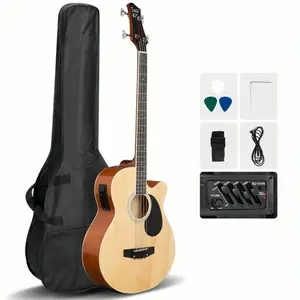 41in Full Size Beginner Acoustic Guitar Set with Case, Strap, Capo, Strings 44.5 Inch EQ Acoustic Bass Guitar New Beginners Acoustic Guitar with Case, Strap, Tuner