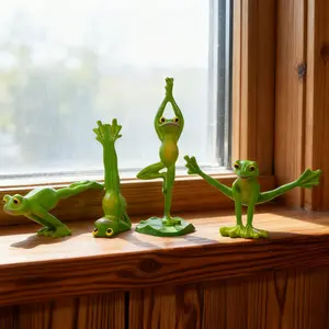 Creative Resin Craft Frog Animal Home Desktop Ornament, Yoga Frog Trendy Decoration, Funny Resin Art Piece for Desk Decor, Decorative Figurines