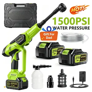 【Father'sDayGift】KEPEAK Cordless Power Washer Car Wash Kit, 1500PSI Portable Battery-Powered Foam Sprayer with 550PSI Max Pressure, 1x48V 5.0Ah Rechargeable Battery, Snowflake Foam Lance