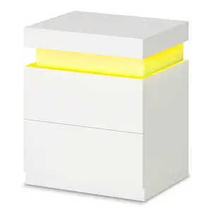Nightstand with Sliding Top and 2 Drawers White