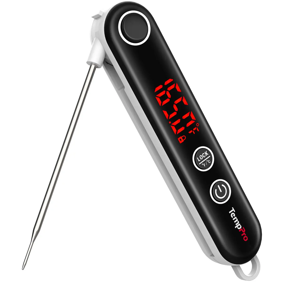 【Early Bird Deal】TempPro TP18S Ultra-Fast Thermocouple Instant-Read Meat Thermometer - Stainless Steel Portable Kitchen Gadget, Precision Cooking Tool with Lock Function, LED Display, Hanging Design, Batteries Included for Grilling, Kitchen Use