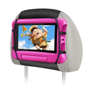 Upgraded Car Tablet Holder – Headrest Mount iPad & Tablet Holder for Back Seat, Anti-Slip Strap, Silicone Net, Fits 7-12.9” Tablets, Kids Travel Entertainment