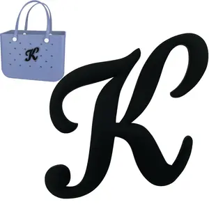 3Pcs Black Letter Charms for Beach Bag，Alphabet Lettering Accessories Charms Compatible with Beach Bag All Models, Insert Decorative Letter for Handbag Beach Bag