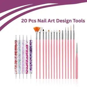 20-Piece Professional Nail Art Kit: Includes 15 Painting Brushes & 5 Double-Ended Dotting Tools for all your nail design needs.