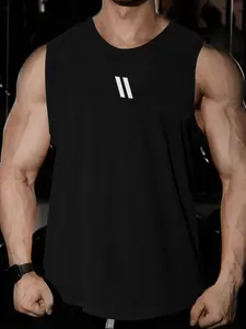 Men's Solid Quick Drying Mesh Tank Top, Regular Fit Casual Sleeveless Top for Summer, Men's Top for Gym Workout Running, Gym Clothes Workout, Yoga Sports Vest