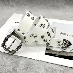 1pc Men's & Women's Retro Y2K Rivet/Buckle Metal Belt - Heavy-Duty Casual Hip-Hop Belt Suitable for, Wearable Accessory, Holiday Gift (Rivet Color vary)