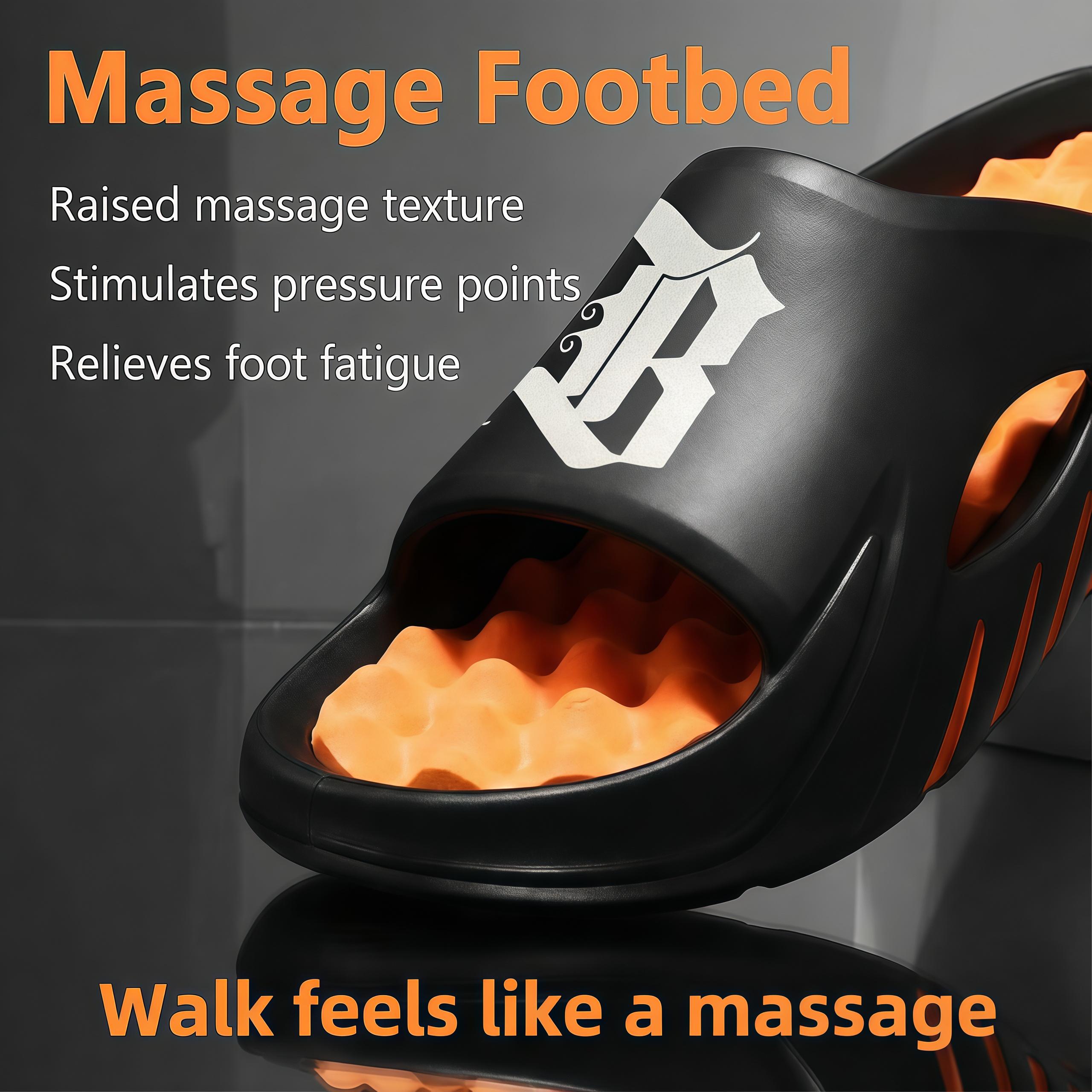 Men’s Urban Gothic Slides in Slate Grey – Trendy “B” Letter Graphic Streetwear Sandals – Premium Massage Footbed Recovery Slippers – Lightweight Non-Slip Thick Sole Slides for Men