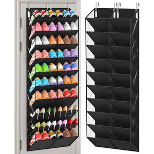 20-30 Pairs Over the Door Shoe Organizer, Clear Pockets Hanging Shoe Storage for Closet, 10-Tier Door Shoes Rack, Handing Shoes Holder Fit All the Family's Sneakers,