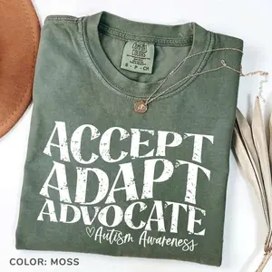 Comfort Colors Accept Adapt Advocate Autism Awareness Vintage Tee Neurodiversity Autism Mom Autism Month Inclusion