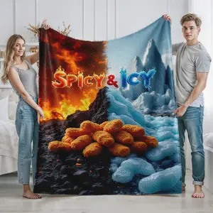 Spicy and Icy Printed Blanket Cozy Warm Throw for Home Living Room Bedroom Use Perfect for Food Lovers and Culinary Enthusiasts Ideal Gift for Christmas Thanksgiving Housewarming and Birthday Celebrations Durable Soft Blanket for Adults and Couples