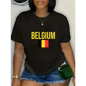 100% Cotton BELGIUM NATIONAL FLAG BRUSSELS COAT OF ARMS T-Shirt