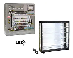 Showcase 1:64 Wall Mount 5 Tiers USB Powered LED Black with Mirror Back