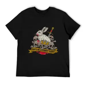 Black That's No Ordinary Rabbit T-Shirt, Monty Python Holy Grail Killer Rabbit Graphic Tee, Vintage Gothic Skull Funny Movie Casual Short Sleeve Top for Men Women