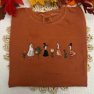 Spooky Halloween goose embroidered comfort colors shirt or sweatshirt spooky season Halloween tshirt / cute boo shirt