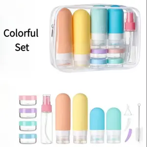 Travel Toiletry Bottles Set Silicone Refillable Containers Leak Proof TSA Approved for Shampoo Conditioner Lotion Cosmetic Portable Size with Clear Bag Travel Essentials Packing Hacks Must Haves 2026 Aesthetic Skincare