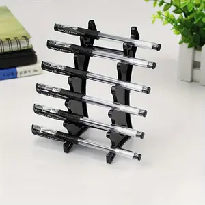 1pc Plastic Pen Holder 6 Slots Pen Holder Display Stand Eyebrow Pen Display Stand Makeup Brush Rack Organizer for Home School and Office Store Use