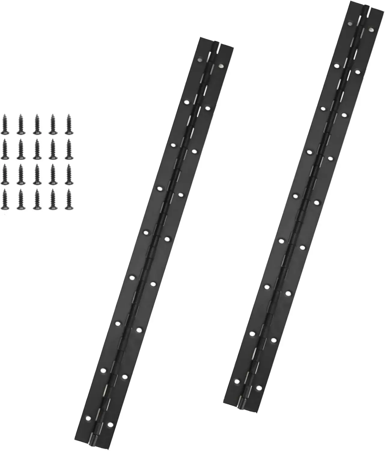2-Pack 18-Inch Black Stainless Steel Continuous & Piano Hinge | 2" Open Width Heavy Duty Piano Boat Hinges, with Pre-Drilled Holes and Screws, Ideal for Piano Cabinets ane Wooden Box