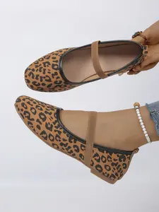 Women's Ballet Flats with Adjustable Strap, Comfortable Slip-On Mary Jane Shoes, Office Shoes, Knit Casual Footwear for Daily Wear