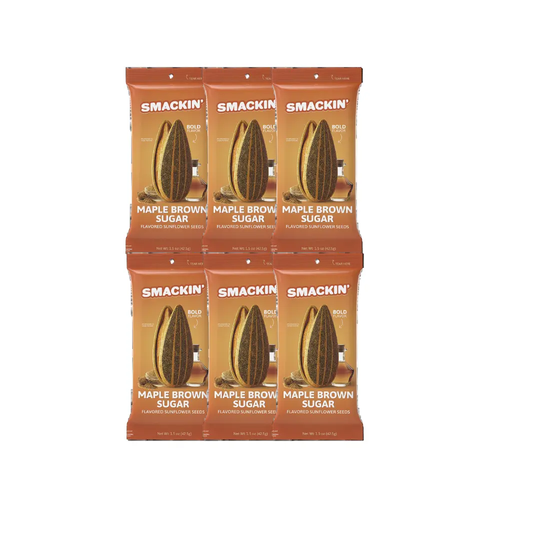 SMACKIN' Maple Brown Sugar Sunflower Seeds - 6 Bags - 1.5 oz Bags SMACKIN' Maple Brown Sugar Sunflower Seeds - 6 Bags - 1.5 oz Bags