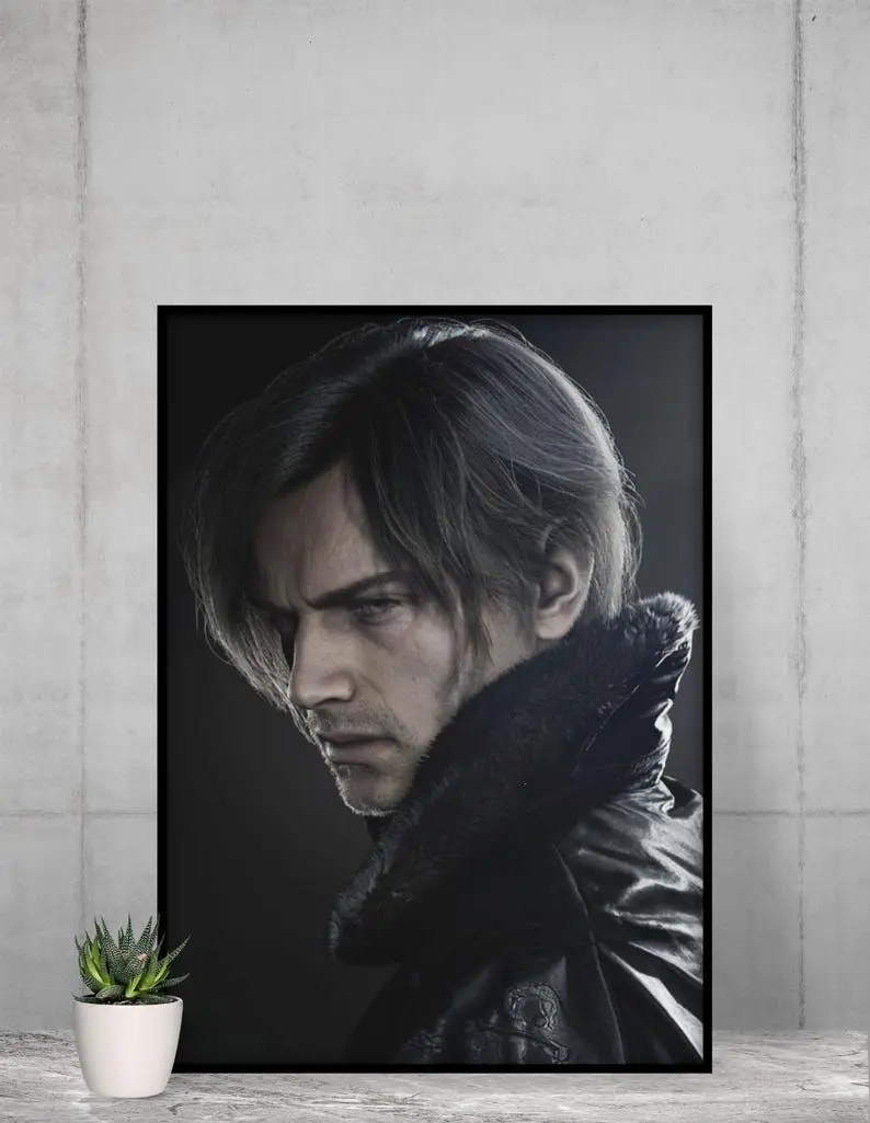 Leon S Kennedy Poster - Resident Evil Gaming Wall Art - Survival Horror Character Print - Gamer Room Decor - Video Game Fan Gift