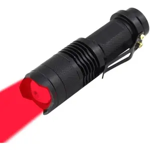 Scalable Red LED Flashlight, 3 Mode , Long Range - Black