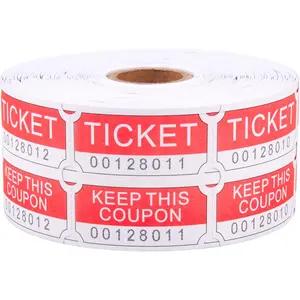 1000 Red Double Raffle Tickets Roll, Printable Raffle Tickets for Leisure, Movie Watching, Entertainment