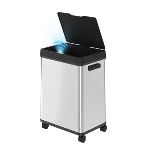 Smart Sensing Touchless Trash Can 13 Gallon 50L Motion Activated Auto Open Close Odor Sealed Bin with Wheels Soft Close Lid Stainless Steel