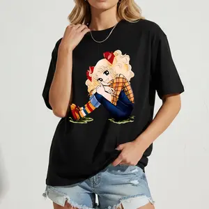 Women's Vintage Anime Graphic T-Shirt Retro 90s Style Cartoon Character Shirt Short Sleeve Round Neck Casual Tee, Comfortable Cotton Tee