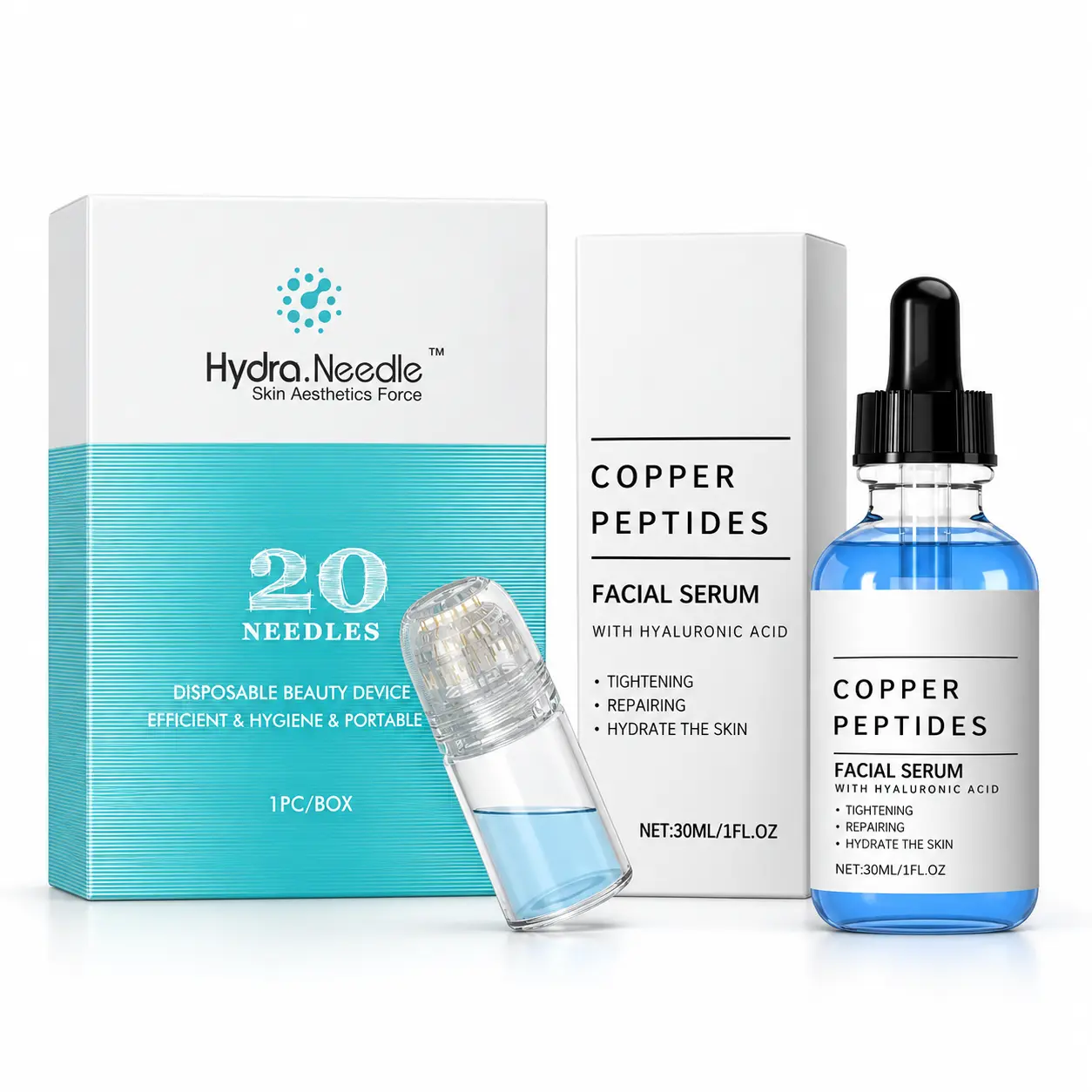 20-Pin Hydra Needle Microneedling Stamp, Precision Facial Skincare Tool for Face, Easy-to-Use At-Home Beauty Device for Men & Women