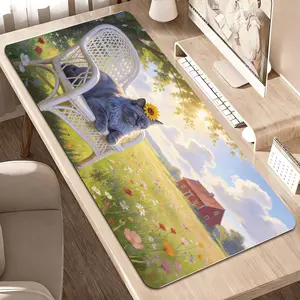 LIVEKEY Aesthetic Sakura Cat Castle Large Gaming Mouse Pad 80x40cm | Non-Slip Base & Stitched Edges | Cute Desk Mat for Gamers, Work from Home, PC Setup Decor