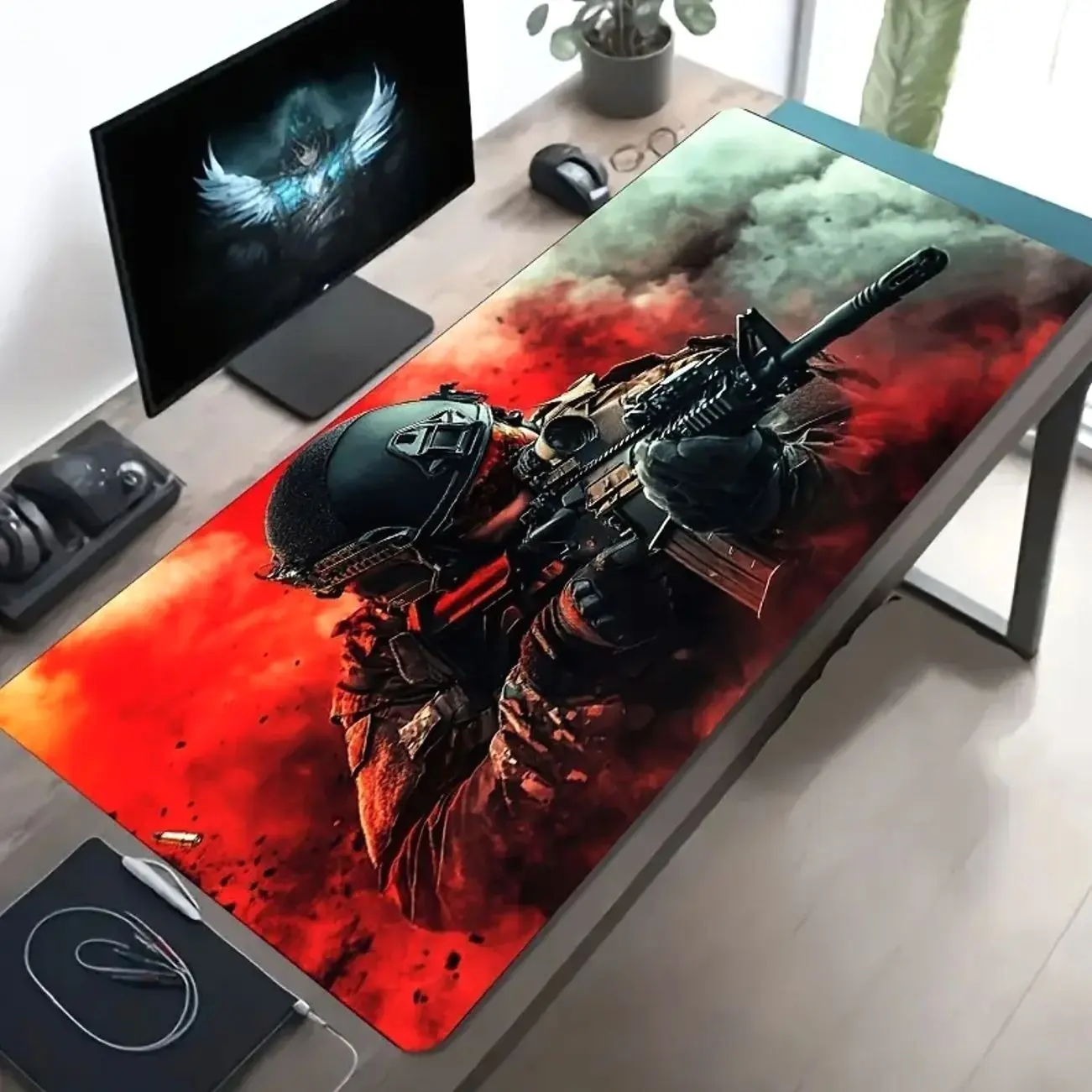 1pc Large Size Esports Gaming Mouse Pad, Special Forces Gunfight Pattern, Non-Slip, Washable Rubber Bottom Large Desk Mat Office Desk Accessory, PC Decor Accessory Desktop Decoration Anti-Dirty Gaming Mouse Pad, Ideal Gift for Gamers