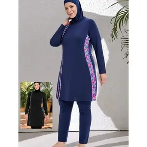 3PCS Thin Style Sporty burkini Femmes Muslim Swimwear  Women Modest Swimsuit Bathing Suit Hijab Top Pant