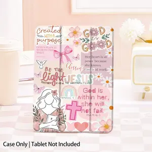 Faith & Floral TPU iPad Case with Folio Stand, Built-in Pencil Holder & Auto Sleep/Wake. Compatible with iPad A16, 10th/11th Gen, 10.2-inch, 11-inch iPad Pro 2020/2021, 11-inch iPad Air, iPad 2025, Galaxy Tab S9 FE+ 12.4-inch series.