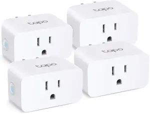 Smart Plug Mini, Matter Compatible, Alexa/Google/SmartThings, Energy Monitor, 15A, UL, 2.4G Wi-Fi, Tapo P110M (4-Pack)
