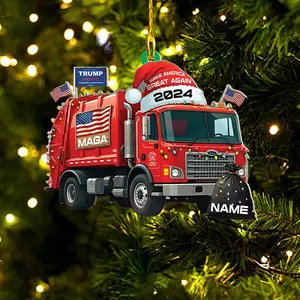 Trump Garbage Truck Ornament Make America Great Again 2024, Trump Truck Decorations, Christmas Tree Ornaments, Fan Trump Gift