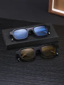 Men's Square Fashion Sunglasses, Casual Style, Lightweight, Uv100 Protection, PC Frame, Universal Fit, All Seasons, Daily Wear, 2 Pairs