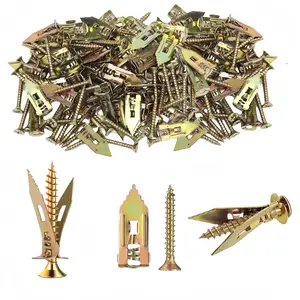 40 PCS Self Drilling Drywall Anchors with Screws Kit, Zinc Plated Steel Hollow Wall Anchors and Screws Heavy Duty, No Drill or Holes in Wall (20 PCS Steel Anchors 0.47X1.18inch and 20 PCS zinc Screw)