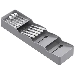 Lifewit Compact Flatware Drawer Organizer - Narrow Silverware Tray for Kitchen Drawers, Plastic Cutlery Holder for Spoons, Forks & Knives