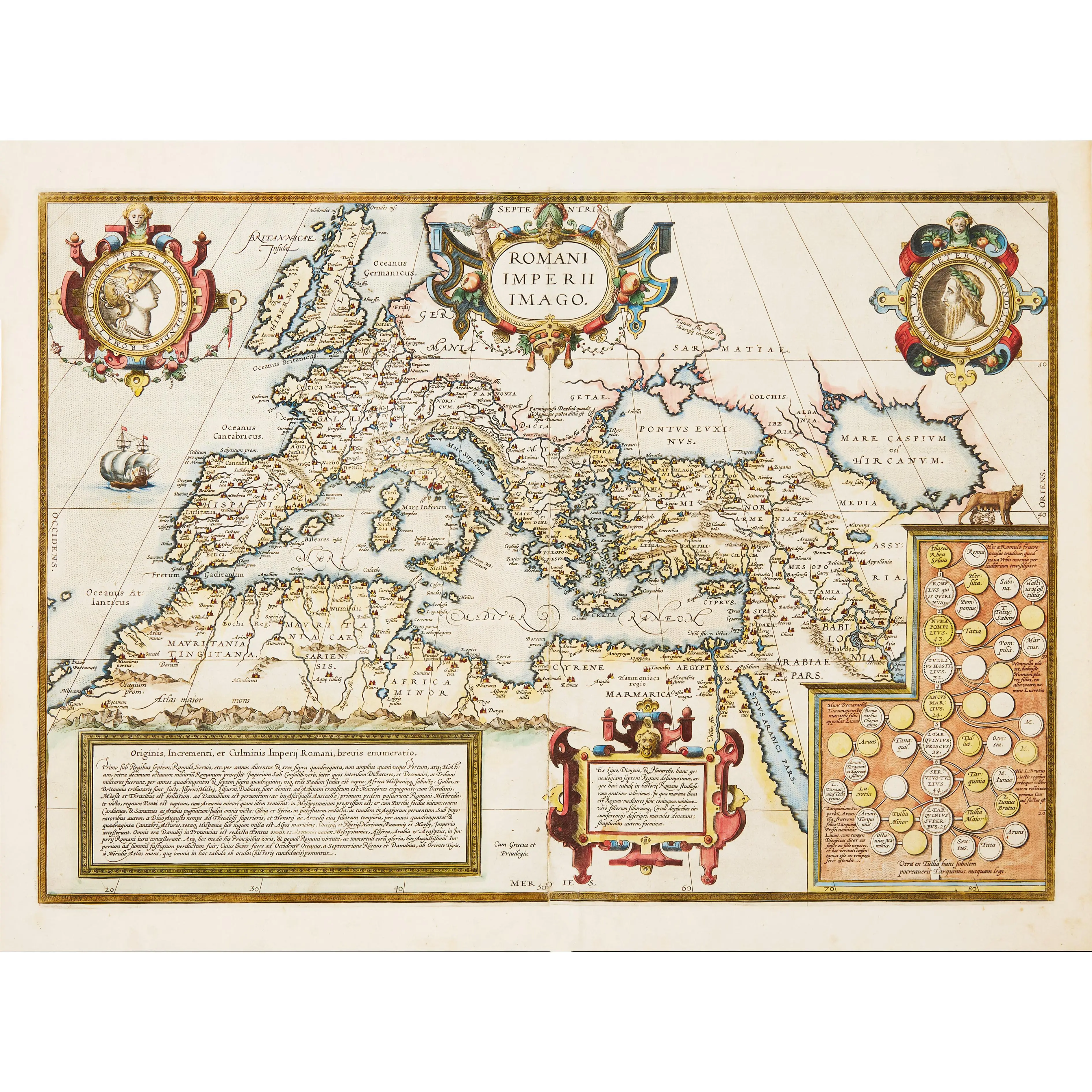 Roman Empire Map - (16th Century) Vintage Style Reproduction Romani Imperii Imago Map Print Antique Poster