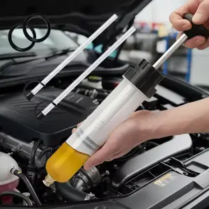 200ML Car Liquid Pump, Manual Oil Injector, Includes Two Straws and Two Seals, Ideal for Transmission Oil, Power Steering Fluid, Gear Oil, Antifreeze