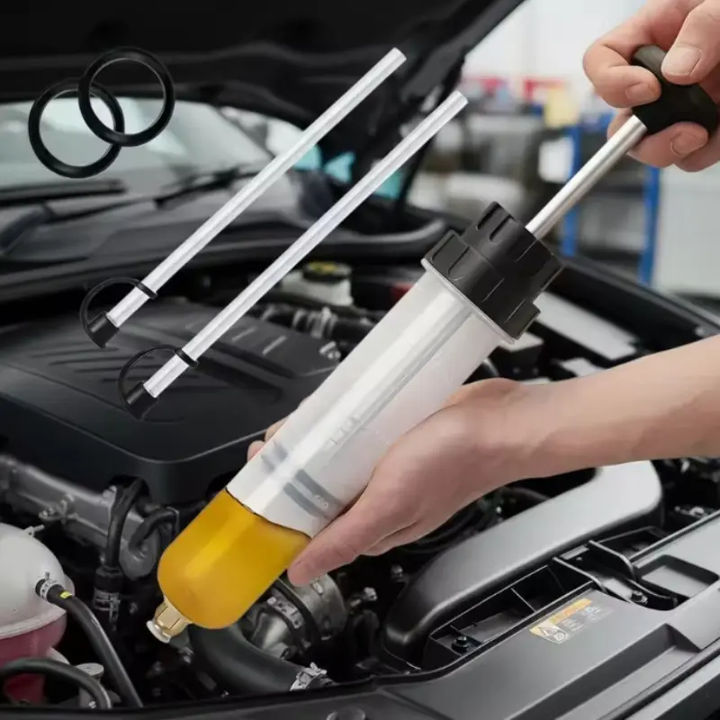 200ML Car Liquid Pump, Manual Oil Injector Tool, Includes Two Straws and Two Seals, Ideal for Transmission Oil, Power Steering Fluid, Gear Oil, Antifreeze
