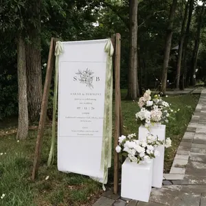 Elegant Cotton Linen Wedding Sign, Rustic Wedding Decor, Save the Date Banner, Brides and Grooms, Outdoor Wedding, 2026 Wedding Ideas