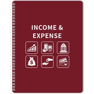 Income and Expense Log Book, Undated Bookkeeping Record Tracker for Small Business Accounting, 8.5" x 10.5" Durable Polypropylene Cover Ledger Book, Red