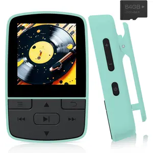 MP3 Player with  5.2, 64GB Storage, Mini Size, HiFi Music, with  Clip, Independent Volume Control, FM Radio, Includes Headphones (Green)