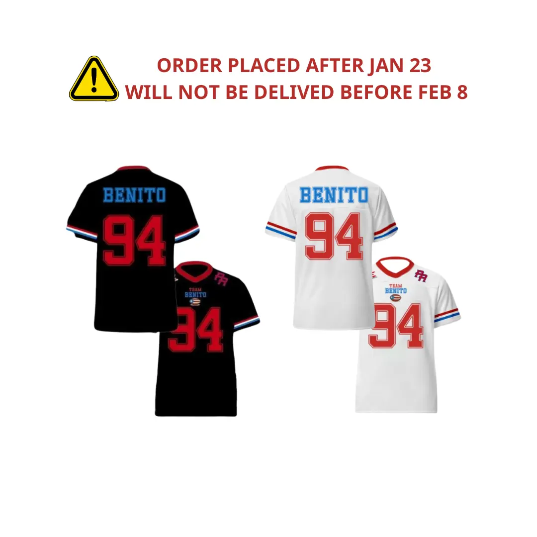 2 Sided Benito Football Jersey, Puerto Rico Flag Football Jersey Shirt