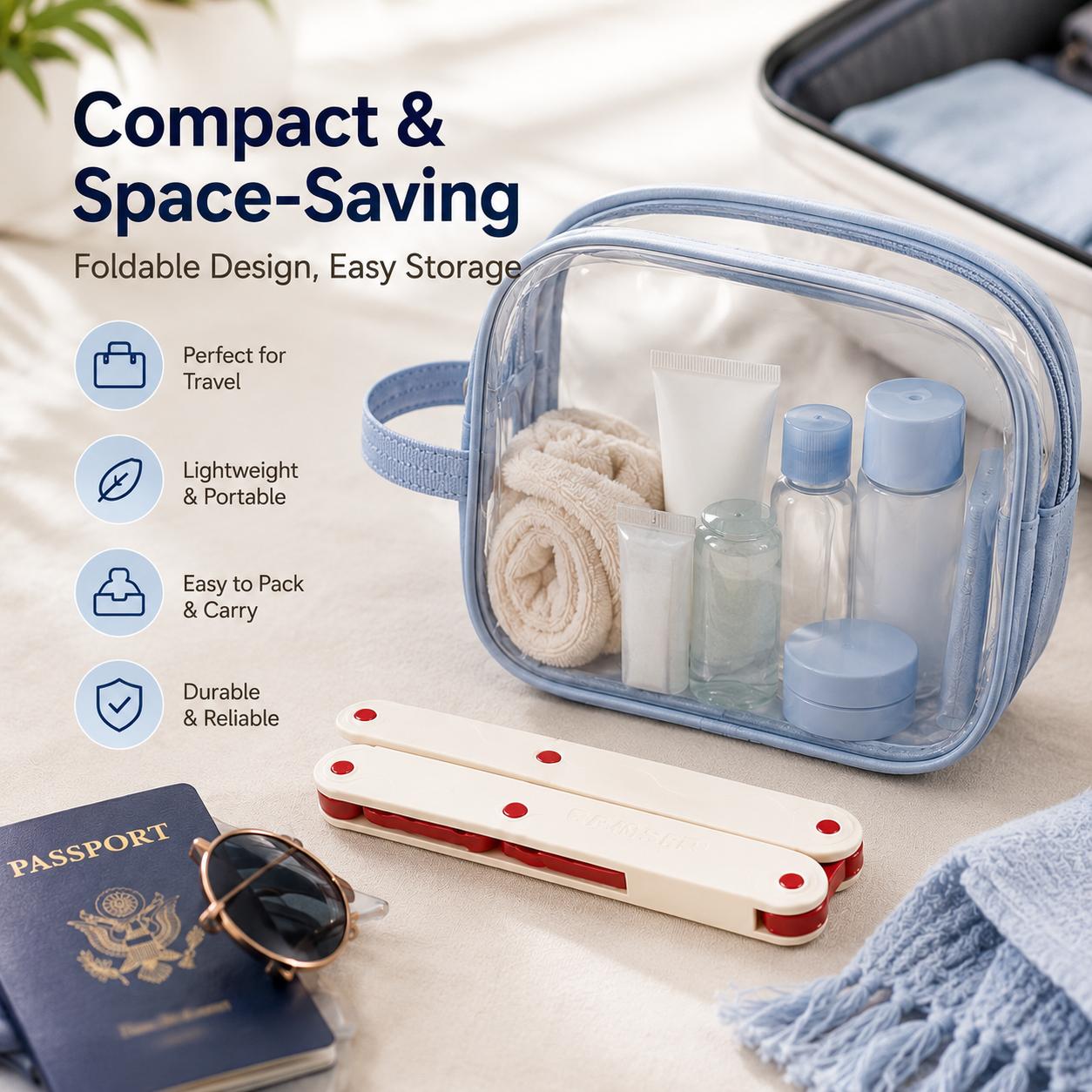 3 PCS Foldable Travel Hanging Hangers - Folds Flat, Travel Packs Space Saver, Non-Mark Non-Scratch Wrinkle-Free Garment Holder, Home Organizer, Small Closet Declutter Tool, Minimalist Decluttering