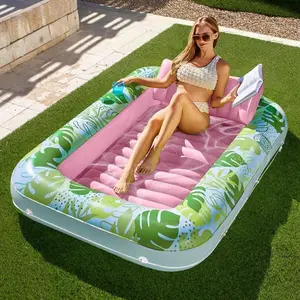 70" X 46" Swimming Pool Floating Hammock Lounger, Water Inflatable Float Bed Inflatable Tanning Pool Lounger Float Large Suntan Tub Pool Floats Sun Tan Tub Ice Bath Tub Tanning Bed Blow Up Pool Raft Lounge Floatie swim laps