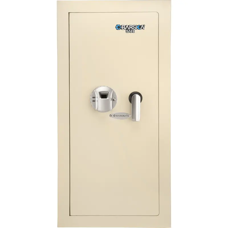 (High end and high-quality)0.82 CUBIC FT LEFT OPEN BEIGE  BIOMETRIC WALL SAFE On-Site,for Documents, Jewelry, Valuables,Fireproof Waterproof ,Strong and safe
