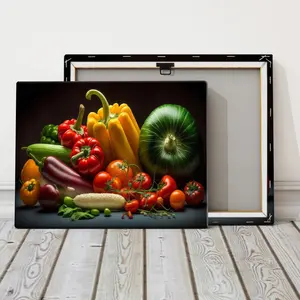 1 Count Wooden Frame Canvas, Fresh Colorful Vegetables Photography, Art For Home Decoration, Pattern Wall Art Decor, For Living Room, Bedroom, Restaurant, Bar Wall Decor, Odorless, Painting, Print, Artwork.